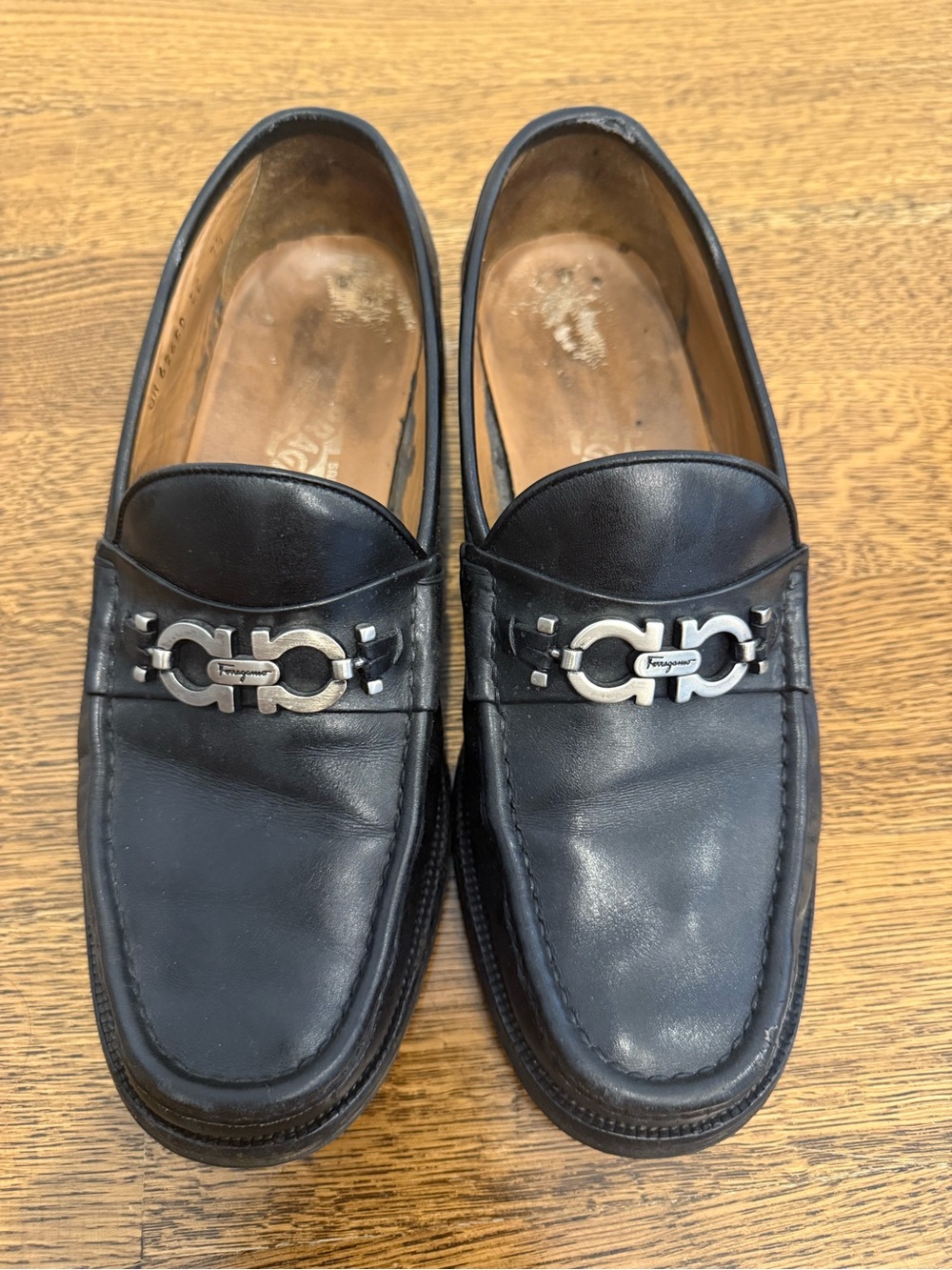Salvatore Ferragamo Black Leather Men’s Gancini Bit Loafers